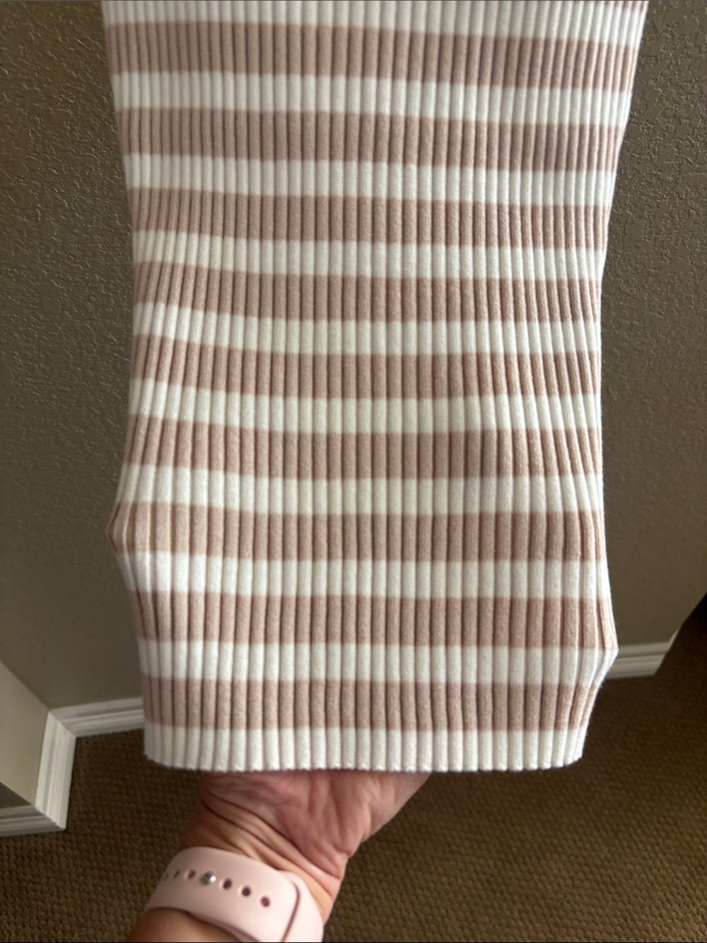 Striped Ribbed Tank Top - Cream & Tan - Picture 5 of 6